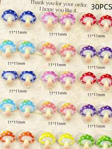 60/30片卡通蘑菇美甲装饰贴纸，彩色波点渐变DIY美甲贴纸，适合女性和女孩 - 彩色 - 查看 10