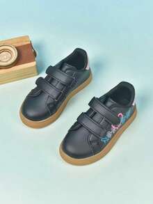 1 Pair Kids Heart Print Flat Double Strap Casual Wear Non-Slip Athletic Flat Shoes - Pink - View 5