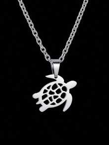 1pc Fierce Crown Lion Stainless Steel Necklace - Silver - View 11