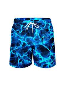 Men's Summer 3D Blue Pattern Printed Beach Shorts - Quick Drying - Multicolor - View 5