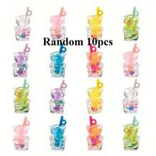 10/20个装多色3D珍珠奶茶玻璃吊坠 - 各种仿果汁瓶挂件，适用于钥匙扣、手机壳和珠宝制作 - 彩色 - 查看 18
