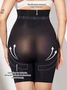 1pc Women Plus Size Latex Waist Trainer Corset, High Waist Tummy Control Body Shaper - Black - View 7