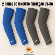 Kit Of 2 Pairs Of Base Layer Arm Sleeves - Sun Protection, Volleyball Arm Sleeves - 皇家藍與灰色 - 查看 5