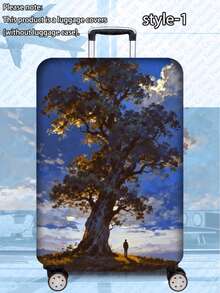 1PC 300G/Sq. Meter Travel Series Printed Pattern, Perfect For Business Trips, Summer Vacations, And Back-To-School Travel. This Durable, Scratch-Resistant Polyester Protective Cover Is Suitable For Both Men's And Women's Luggage, Providing Dust Protection And Easy Cleaning. It's A Must-Have Travel Accessory For Outdoor Vacations (Suitable For 20-28 Inch Suitcases). - Multicolor - View 25