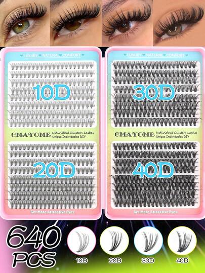Bộ 640/592/576 mi giả tự nối, độ dày 9-16mm, độ cong D 10D-150D, nhiều kiểu dáng, dung tích lớn, tạo hiệu ứng mi mềm mại và tự nhiên, thân thiện với người mới bắt đầu, phù hợp sử dụng tại nhà, khi đi du lịch, dự tiệc và lễ hội, món quà không thể thiếu cho Giáng sinh.