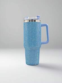 1 pièce, grande capacité de 1200 ml, tasse de voiture ornée de cristaux, flasque isolée dégradé scintillant avec paille, tasse isolée antidérapante, cadeau mode multicolore pour femmes. - Multicolore - Voir 16