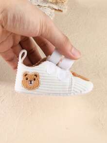 1 Pair Cartoon Hook And Loop Flat Design Cute Infant Toddler Indoor Walking Shoes, Suitable For Spring & Autumn - White - View 6