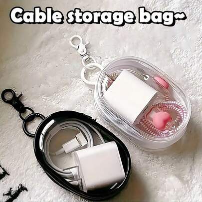 1 Mini Portable Transparent Cable Organizer Box - Multi-Functional Storage For Data Cables, Chargers, Earphones, And More - Perfect For Organizing And Carrying Essential Items On The Go