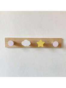 1pc Wooden Star Shaped Wall Mounted Coat Rack, Colorful Five-Pointed Star Wall Hanger For Living Room, Entryway, Nursery, Home Storage - Multicolor - View 13