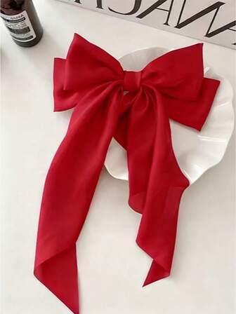 1 st rött pannband med lång svansdekoration, elegant design lämplig för flickor, tonåringar och barn för vardagsbruk