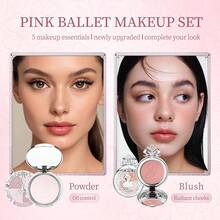 Art Value Pink Ballet Makeup Gift Set - Lip Cream, Powder Blush, Highlighter, Eyeshadow Palette, Makeup Kit With Necklace, Essential Makeup Tools Set For Students - Pink Ballet Makeup Gift Box - View 5