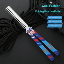 1pc New Valorant Fearless Contract Nightblade Butterfly Comb Balisong Toy - Birthday Gift - Perfect Gift - Holiday Gift - Toy - Gift - Multicolor - View 3