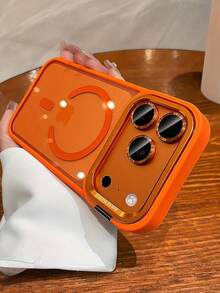 Luxury Orange Magnetic Wireless Charging Phone Case, Compatible With IPhone 17 Pro Max, Air 16, 15, 14, 13, 12 Pro Max Plus, Metal Lens, Independent Lens Cover, Acrylic Backplate, Shock-Proof Clear Protective Case - Grey - View 11