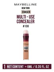Maybelline ERASER MULTI-USE CONCEALER #130 Strong Concealer Tone 6ML/0.20FL.OZ, One Stroke Full Coverage & 12H Long-Lasting Hydration, Rotating Sponge Applicator No Tools Needed, Fine Lightweight Skindration, Rotating Sponge Applicator No Tools Needed, Fine Lightweight Skined-Frikal 區Circles/Discoloration for Flawless Daily Makeup - 130 - 查看 5