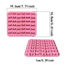 1pc 36-Cavity Mini Bowknot Silicone Chocolate Mold, DIY 6 Bowknot Shapes Candy, Pudding, Jelly, Baking Cookie, Cake Decor - Pink - View 5