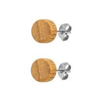 1-3对木质耳钉，杠铃式木质耳环，男士木质耳环，圣诞节、新年、情人节节日礼物 - 彩色 - 查看 29