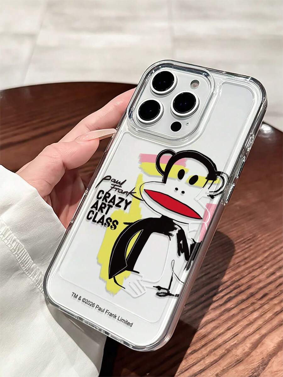 官方授权 Paul Frank 透明太空手机壳，全包覆猴子涂鸦字母图案，防震保护摄像头，适用于 13/14/15/16/17 Pro Max - 彩色 - 查看 1