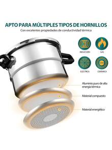 Olla Express De Presión Aluminio 7 Lts Válvula De  Plateado - Plateado - Ver 3