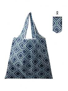 1pc Foldable Shopping Bag, Creative Portable Grocery Tote Bag, Printed Polyester Large Capacity Storage Pouch, Collapsible Organizer Bag, Gift Bag - Multicolor - View 7