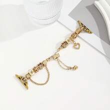 1pc Women's Stainless Steel Beaded Chain Watch Band Strap Fits 38/40/41/42/44/45/49mm For Apple Watch Ultra/SE/8/7/6/5/4/3/2/1 - Gold - View 7