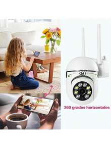 1/2/4pcs cámaras de WiFi, detección de movimiento y alarma de audio, con visión nocturna a color, montaje en pared, para del hogar en interiores y exteriores, con foco y sirena, cámara con audio bidireccional - 1 unidad - Ver 3