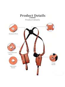 1 Piece Tactical Underarm Holster For G17 And 1911 - Durable Genuine, Adjustable Black Shoulder Strap With Metal Studs, Men's And Women's Stealth Carrying Case, Outdoor And Tactical Use - 黑色-A - 查看 5