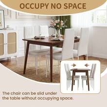 Set Of 4 Dining Chairs, Kitchen Dining Chairs, Upholstered With Ergonomic Backrest - White - View 5