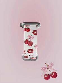 1pc Soft Elastic Breathable Cherry Lip Print Replacement Watch Band, Unisex, Compatible With Samsung, Garmin, Honor Smart Watches Sizes Available: 38mm, 40mm, 41mm, 45mm, 44mm, 42mm, 49mm, Fashionable Casual Multi-Color Silicone Watch Strap