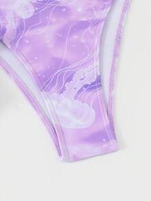 Bộ 3 bikini hình sứa thanh lịch và gợi cảm, kiểu dáng thường ngày, với các vòng tròn, thích hợp cho bãi biển, kỳ nghỉ, hẹn hò, mùa xuân/hè. - Màu Lilac Tím - Xem 5