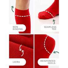 Women's Cotton Knee High Socks, Long Tube Dress Socks | Soft, Lightweight & Stretchy | Shoe Size: 5-8/8-11, 3 Pairs,36065490 - 紅色 - 查看 2