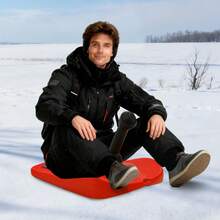 Futchoy Snow Sleds For Kids And Adult, Kids Sledding Snowboard With Handle, Lightweight Compact Scooter Snowboard, Cold Resistant Handle Sled Downhill Slide Snow Skateboard For Outdoor Winter Fun - Red - View 3