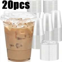 10sets/20sets-Clear Crystal PET Plastic Cups, For Ice Cream, Coffee, Fruit Juice And Drinks, 16oz Options Available, Ideal For Parties Crystal Clear Plastic Cups With Sip Lids, Disposable Cups With Sip Through Lids For Iced Coffee, Smoothie, Milkshake, Cold Drinks. Smoothie, Milkshake, Cold Drinks, Suitable For Wedding Event Parties,Hawaii   Home And Living New In Dinnerware   Outdoor Supplies  Christmas Ready  Party Cleaning - 透明色 - 查看 9