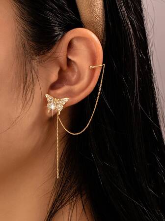 Vintage French Style Casual Business Romantic Delicate Niche Design Butterfly Earrings