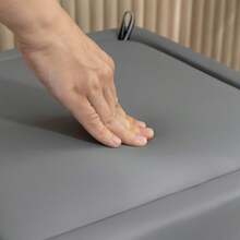 Storage Ottoman With Lid, Square Footrest, Cube Seat In Faux Leather, 40 X 40 X 40 Cm, Grey - Gray + Wood - View 5