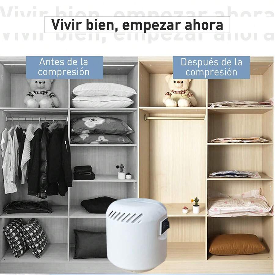 Bomba de Aire éctrica Rectangular Blanco - 8x7x7 cm, Ideal para Bolsas de Almacenamiento de Vacío en Hogar - Bomba de aire eléctrica - Ver 1