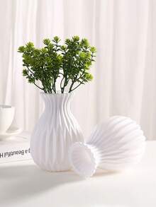 1个塑料花瓶，干湿两用，艺术装饰，北欧风格，不易碎仿陶瓷花瓶，适用于客厅、婚礼、派对、办公室、卧室装饰、家居装饰、人造花、桌面装饰、圣诞礼物 - 彩色 - 查看 7