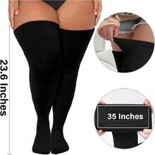 Plus Size Thigh High Socks Women Thigh High Stockings Soft Over The Knee Socks Thick Leg Warmers Fuzzy Winter,36065387 - 黑與白 - 查看 2