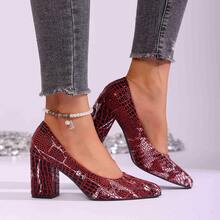 Women's Fashion High Heel Sandals, Solid Color - Wine Red - View 5