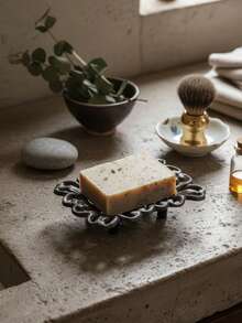 1pc European Minimalist Cast Iron Crafted Vintage Hollow Flower Soap Dish Decor, Home Garden Yard Ornament