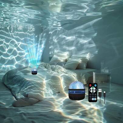 USB Wave Projector With Ripple Effect, Gives A Soothing Wavy Ambiance, Suitable For Toys, Gifts, Birthday Presents, Game Room, Bedroom, Living Room
