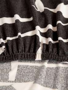 1件黑色牛奶丝印花弹力沙发座垫套 - 黑色 - 查看 9