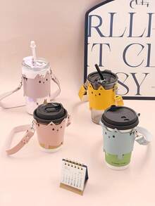 Cute Cat Coffee Cup Holder Tea Cup Protective Sleeve Water Bottle Holder Cover Travel Water Bottle Sling Bag With Adjustable Strap For Travel Hiking Daily Use - Multicolor - View 12