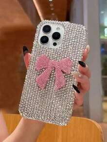 Luxury High-End 3D Rhinestone Bow Phone Case Compatible With Apple 17/15 Pro/ 16 Pro Max, Women's Soft Shell 14/13/12/11, Personalized Fully Blinged Protective Cover - 款式 2(1 件) - 查看 4