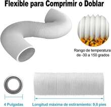 Miortior Manguera de Ventilación de aluminio y PVC, con 2 Abrazaderas de Acero Inoxidable, Conducto de 4 Puadas, 10 Pies, para HVAC, Calefacción, Ventilación, Escape(Blanco) - Talla única - Ver 4