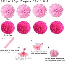 Hanging Paper Pump Fans, Triangular Strips And Paper Circles With Glitter, Garland, Decorative Paper For Parties, Weddings, Birthdays, Festivals, Christmas, Events, Carnivals - Pink - View 4