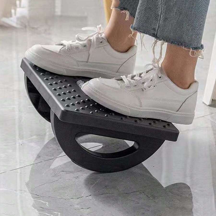 1pc Office Desk Footrest, Improves Sitting Posture And Provides Foot Support To Enhance Comfort And Relieve Fatigue. Elevating The Feet Can Relax Leg Muscles And Promote Blood Circulation By Massaging The Soles When Stepping On It. - Black - View 1