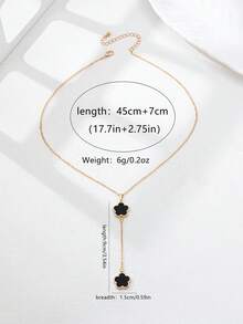 1件装女士四叶草Y形流苏吊坠项链，简约风格，奢华优雅，百搭饰品 - 綠色 - 查看 6