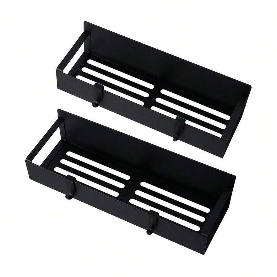Living And Home Magnetic Fridge Spice Storage Rack Multi Pack Carbon Steel Iron Matte Black Space Saving Organizer - Style-b 2Pcs - View 1