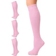 Women's Cotton Knee High Socks, Long Tube Dress Socks | Soft, Lightweight & Stretchy | Shoe Size: 5-8/8-11, 3 Pairs,36065487 - 粉色 - 查看 1