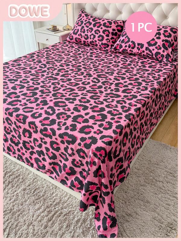 1 pieza Sábana con estampado de leopardo rosa, ligera, transpirable, suave y amigable con la piel